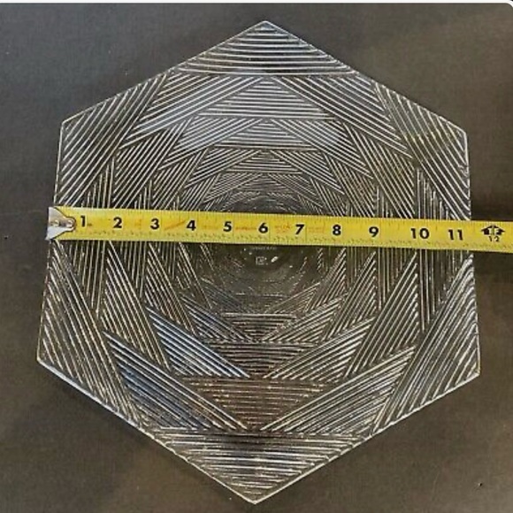 Tiffany & Co. By Josef RIEDEL Crystal Glass Hexagon Shaped 13" Platter 1991 - Picture 3 of 5